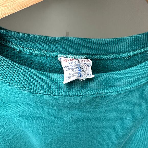 Vintage Champion Sweatshirt 90s Reverse Weave Sweater Teal - Picture 2 of 3